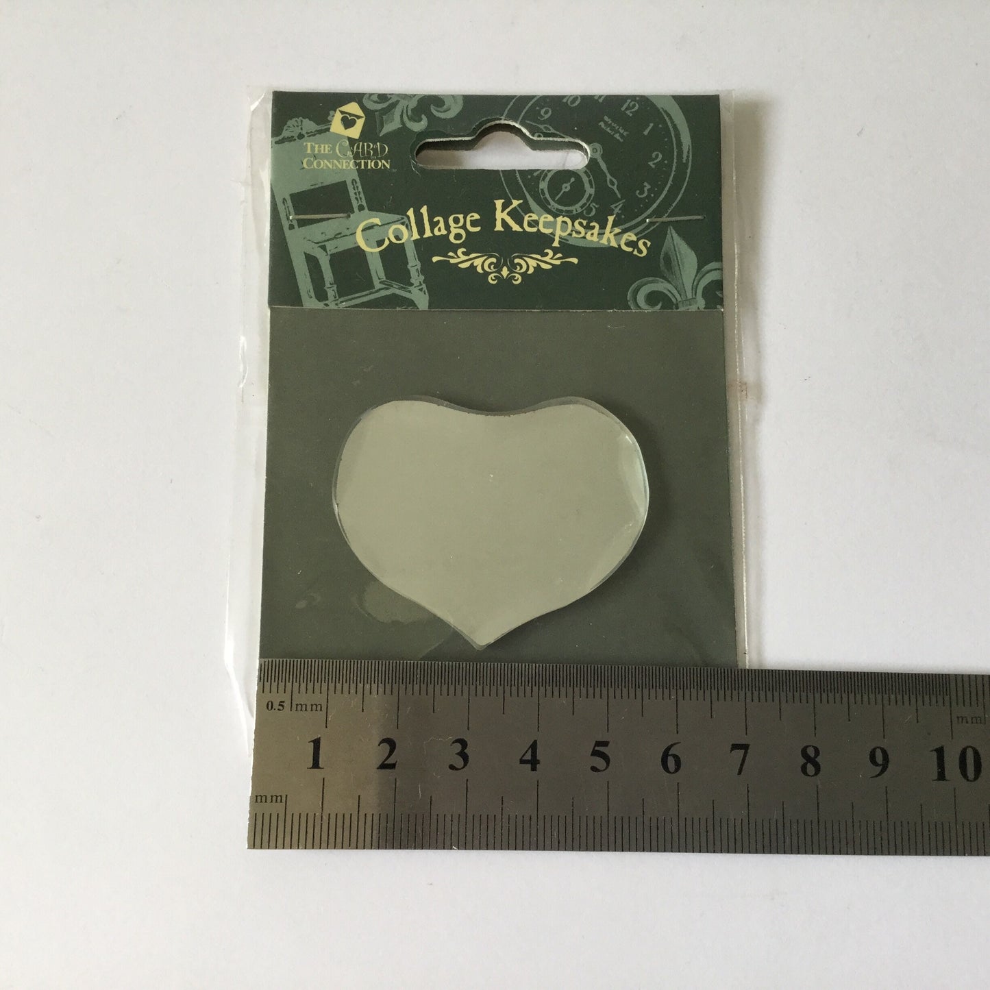 Small heart mirror - embellishments, decoration, craft use, junk journal, memory book, gift cards - Collage Keepsakes