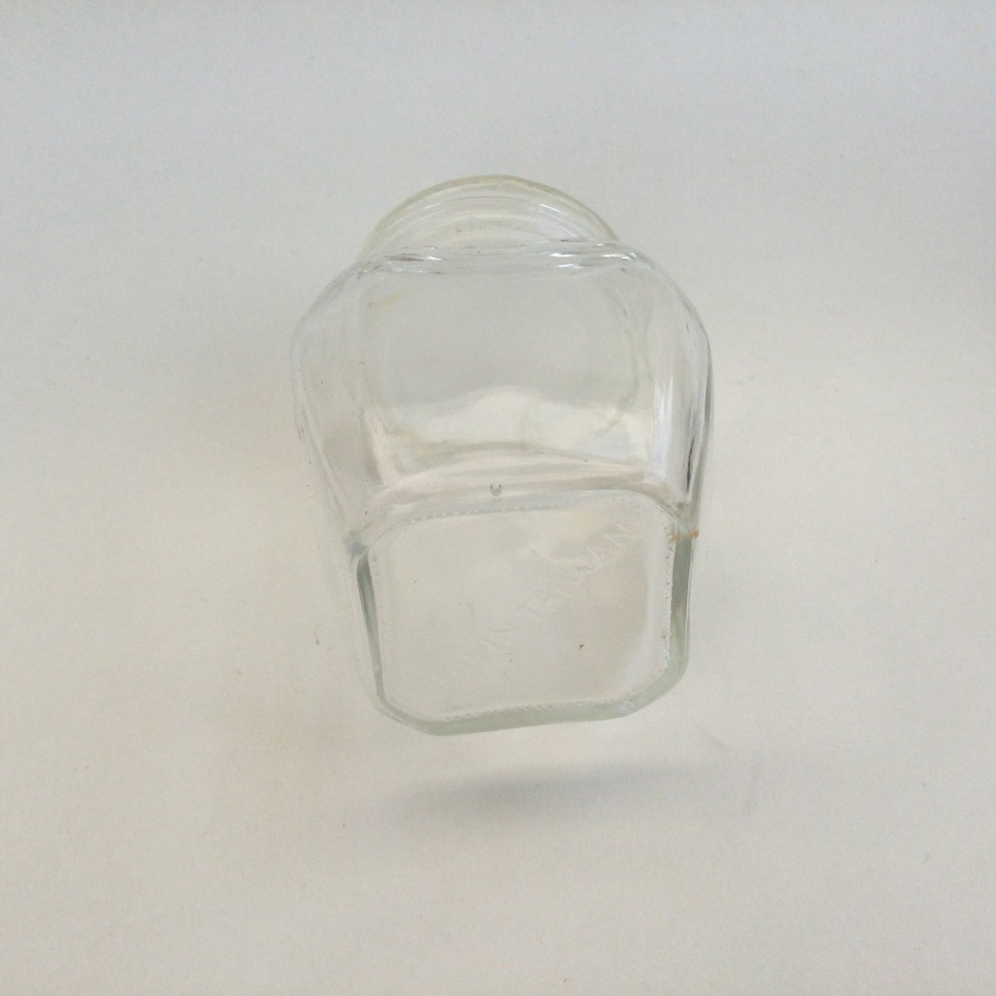 Glass jar with tiny bird on the lid - cute small seventies storage jar, dresser accessory, make up, container