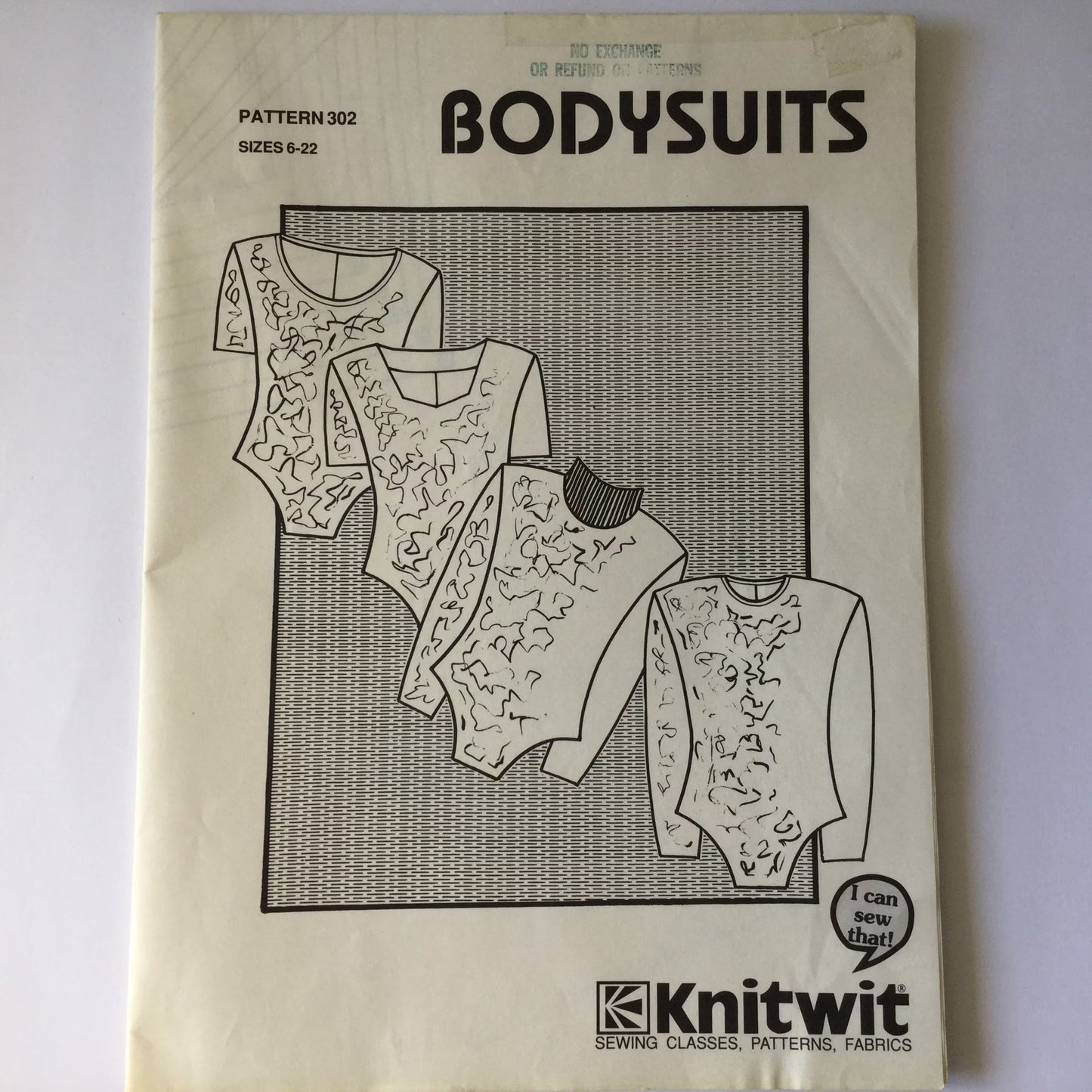Vintage 80s Knitwit Sewing Pattern 302 Bodysuits - Uncut and complete Sizes 6 - 22 - make it yourself, eighties style