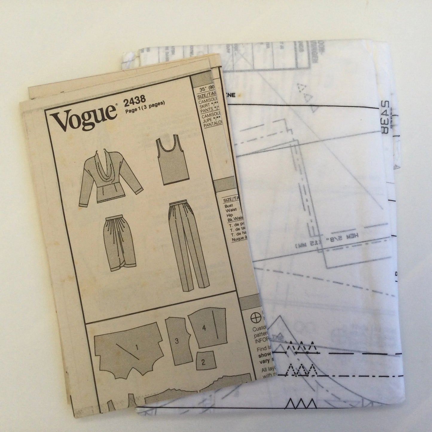 Vintage 90s Vogue American Designer - Anne Klein - Misses’ top, camisole, skirt and pants Uncut and complete original sewing pattern