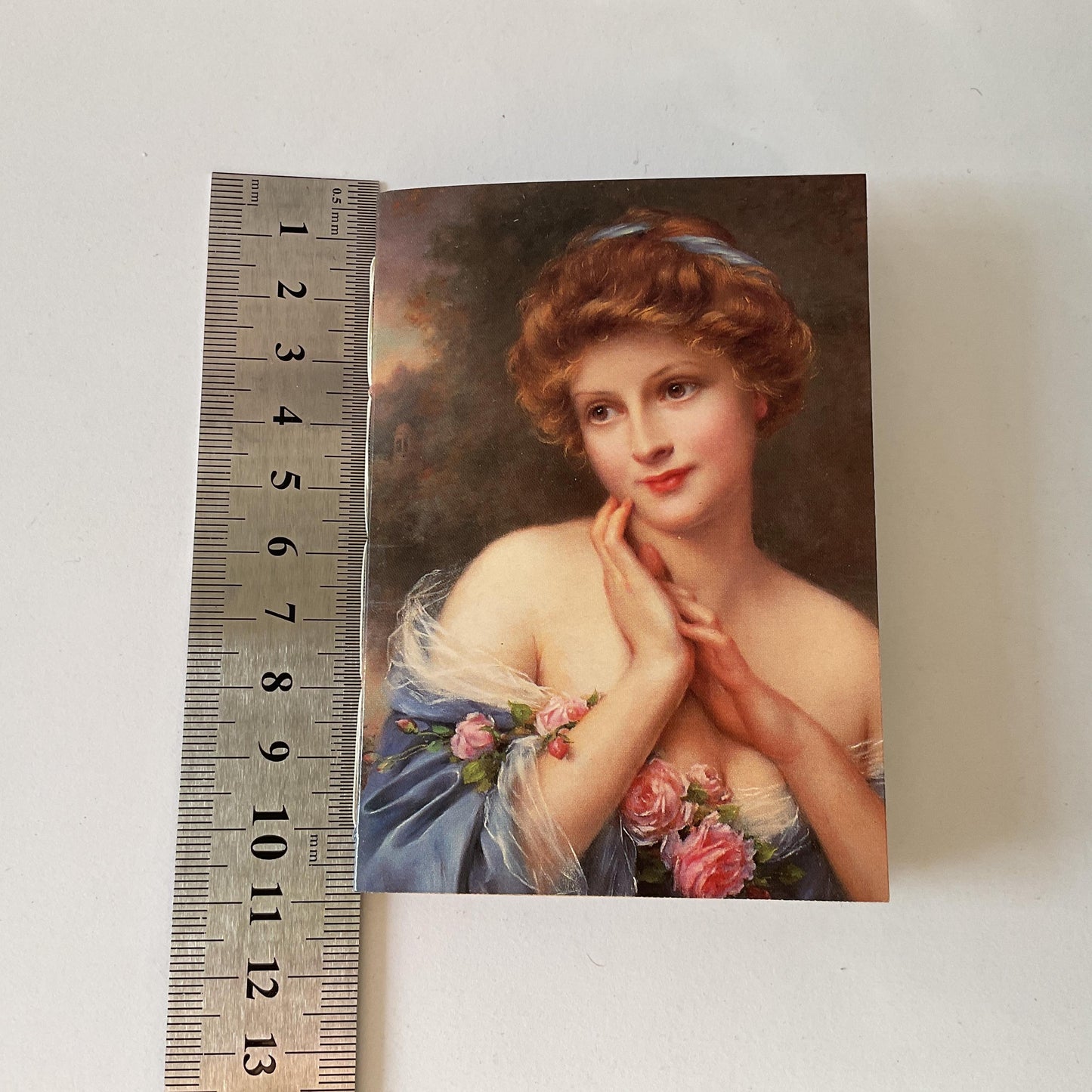 Handmade blank mini journal - Victorian Woman - 40 mixed pages inside a repurposed greeting card