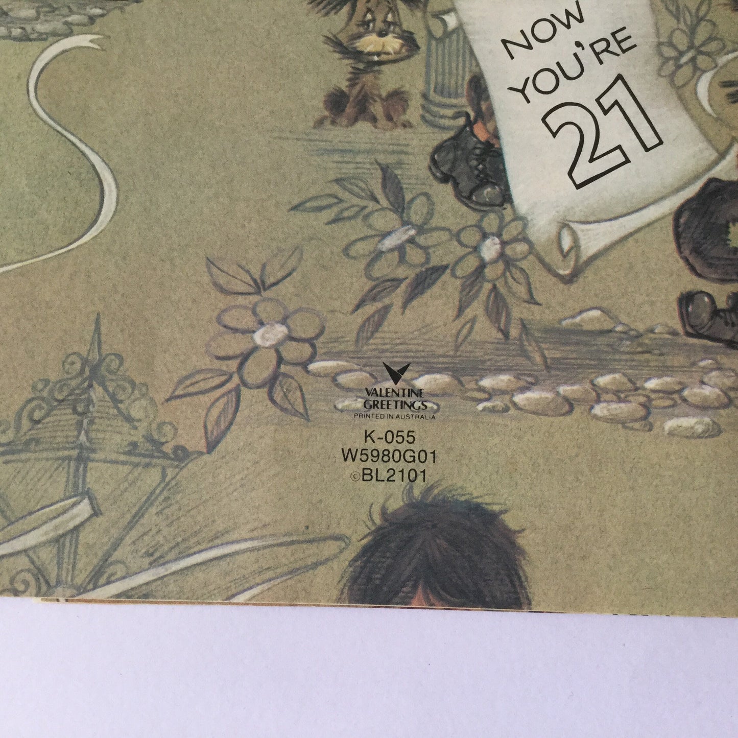 1970s vintage unused wrapping paper for 21st birthday - gift wrap, paperboys, tramps, chimney sweeps and puppy dogs