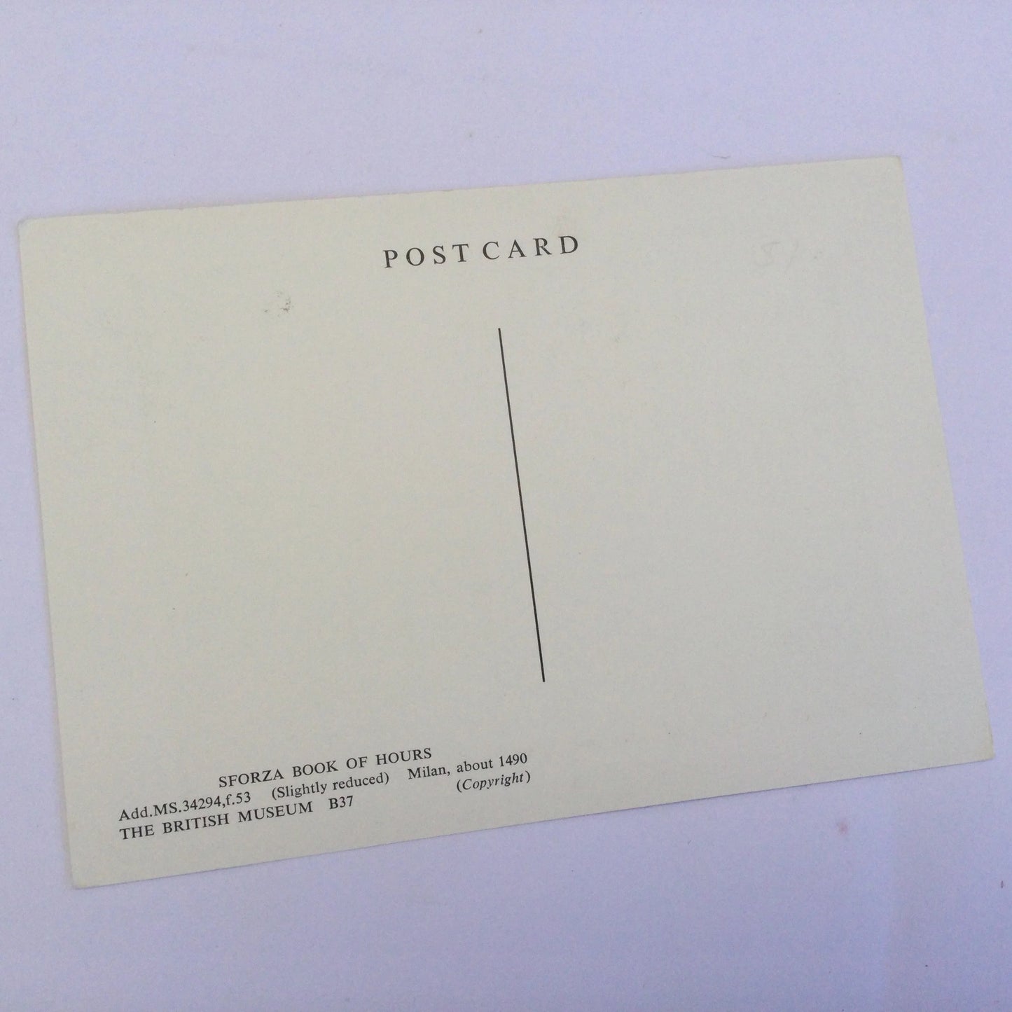 Art Postcard - Sforza Book of Hours, British Museum - art postcard - painting, classic painting, unused postcard