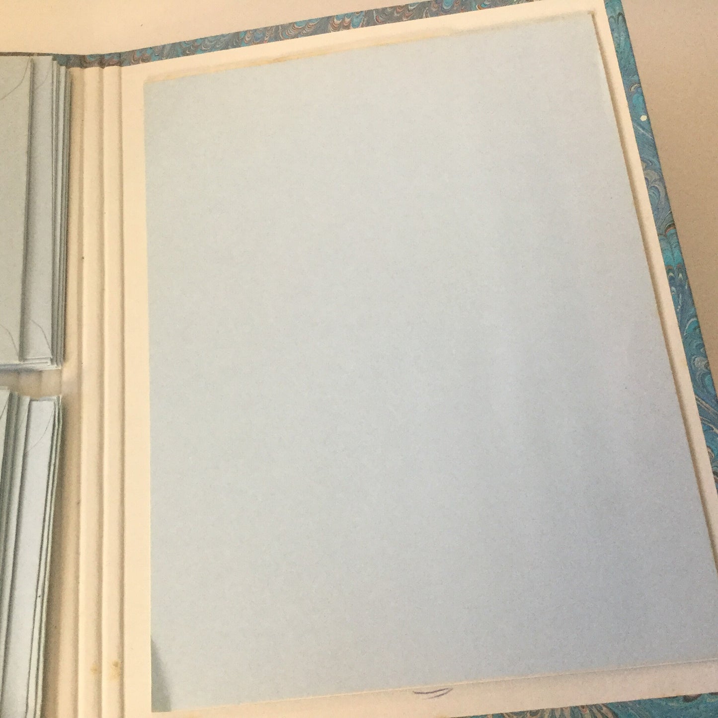 Blue marbled look stationery compendium - writing paper, envelopes, paper holder - store your favourite stationery