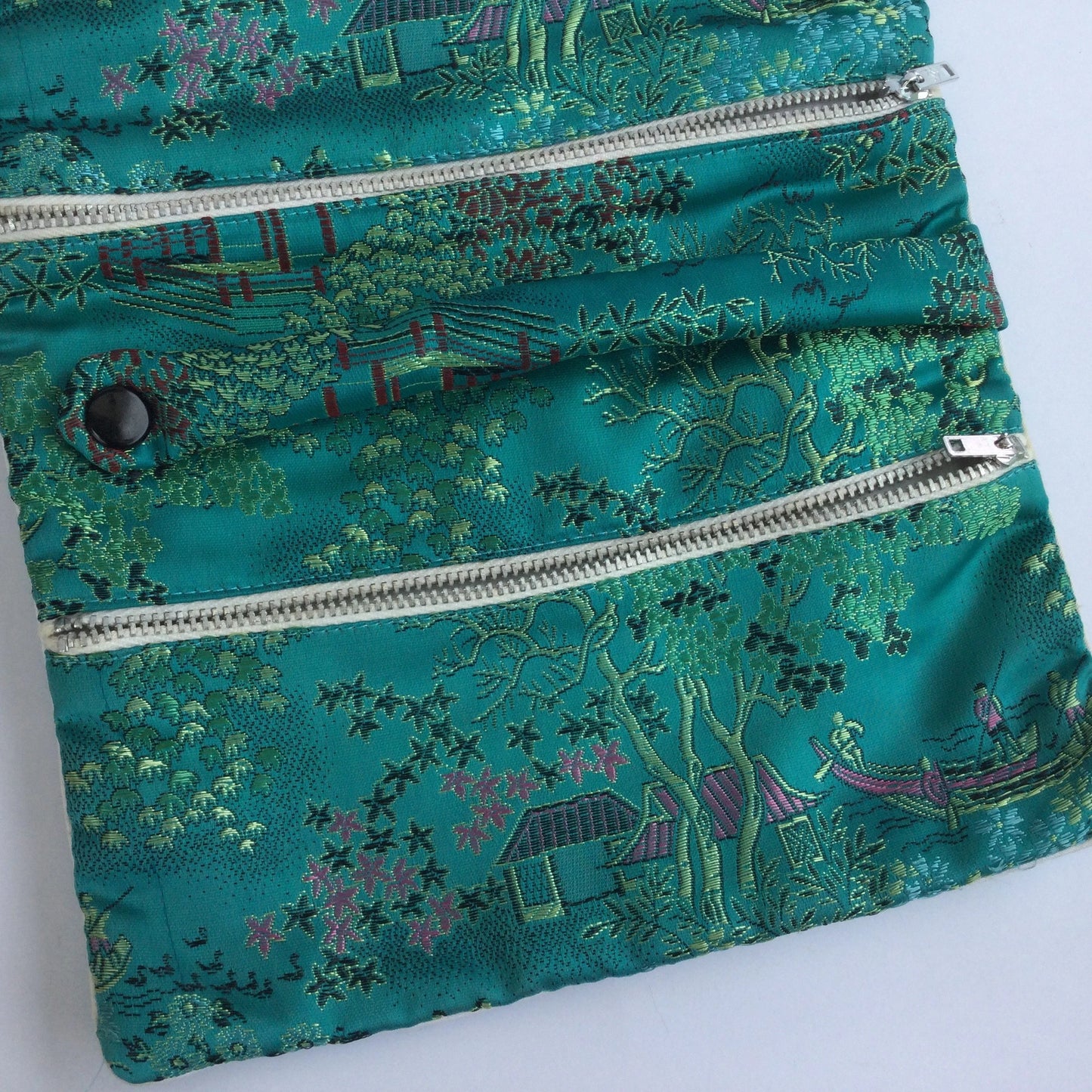 Chinese fabric jewellery or accessory storage travel roll with tie - keep your precious items safe and secure, travel gift