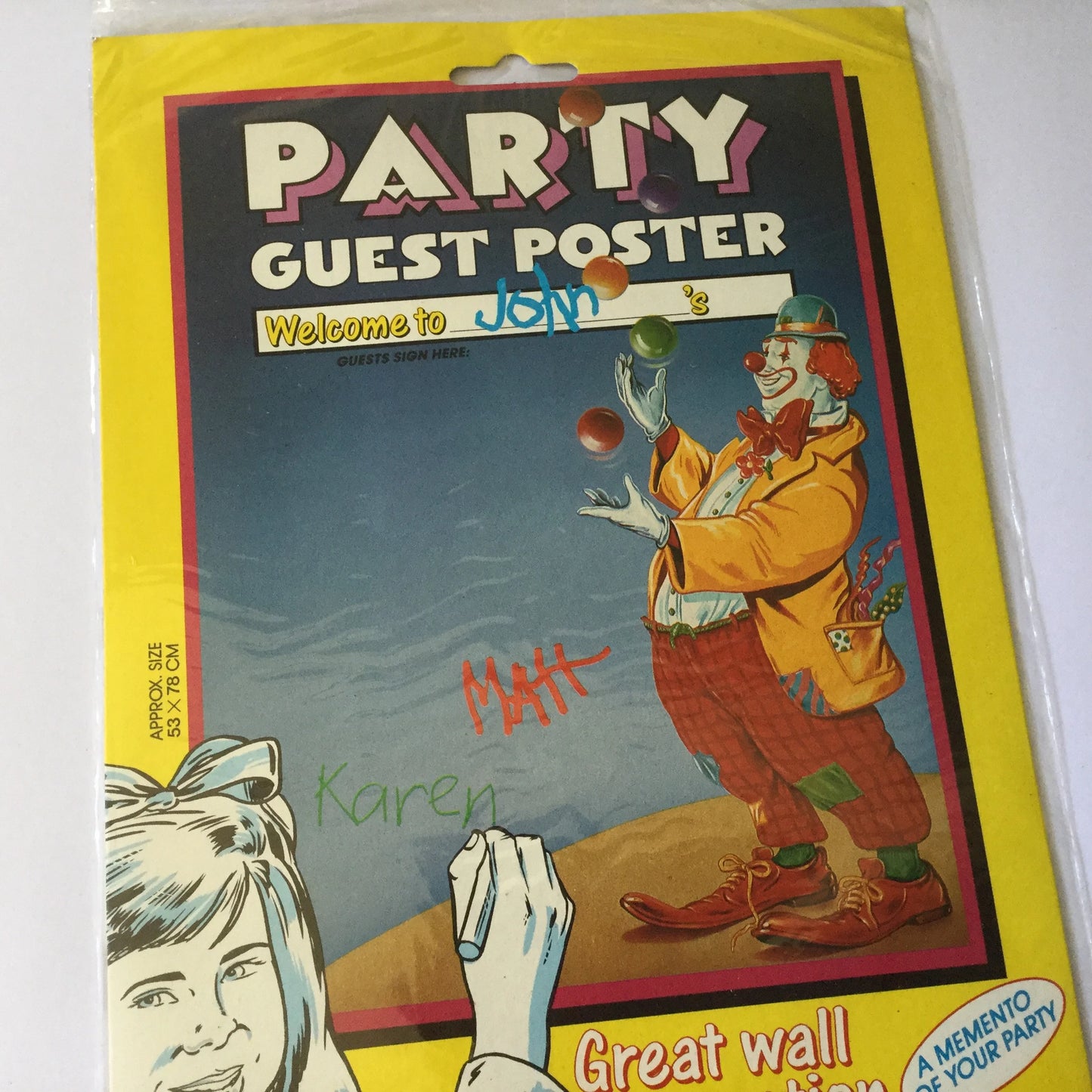 Party Guest Poster - 1980s retro style party decorations, eighties, birthday, celebration, memento
