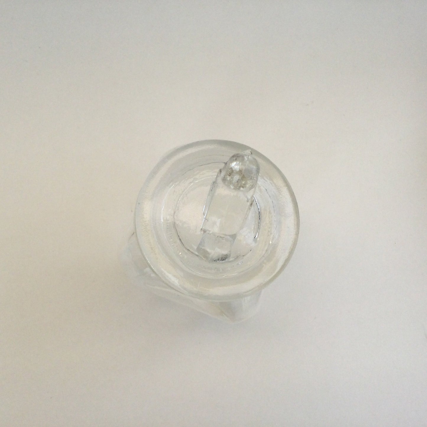 Glass jar with tiny bird on the lid - cute small seventies storage jar, dresser accessory, make up, container