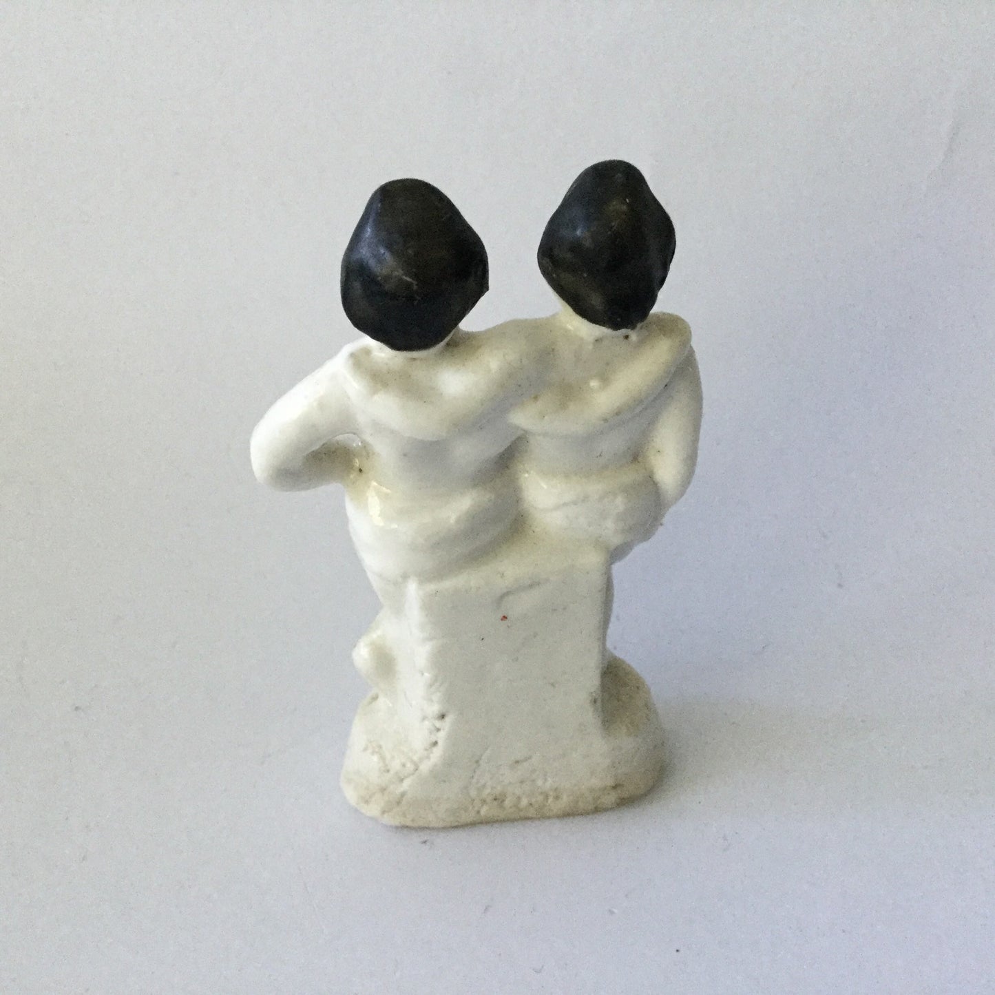 Chang and Eng Bunker porcelain figurine - circa 1860s - German pottery, antique porcelain, vintage circus souvenir, Barnum