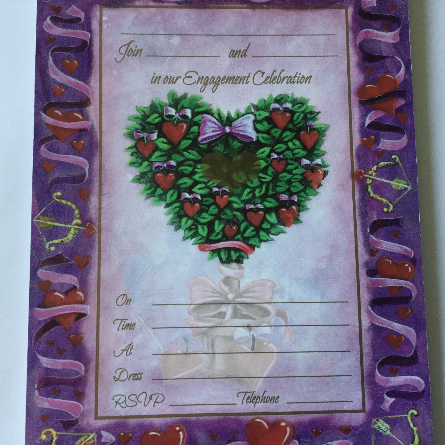Engagement Party Invitation Pad - Love heart apples - 25 sheets - Hallmark, letters, snail mail, post