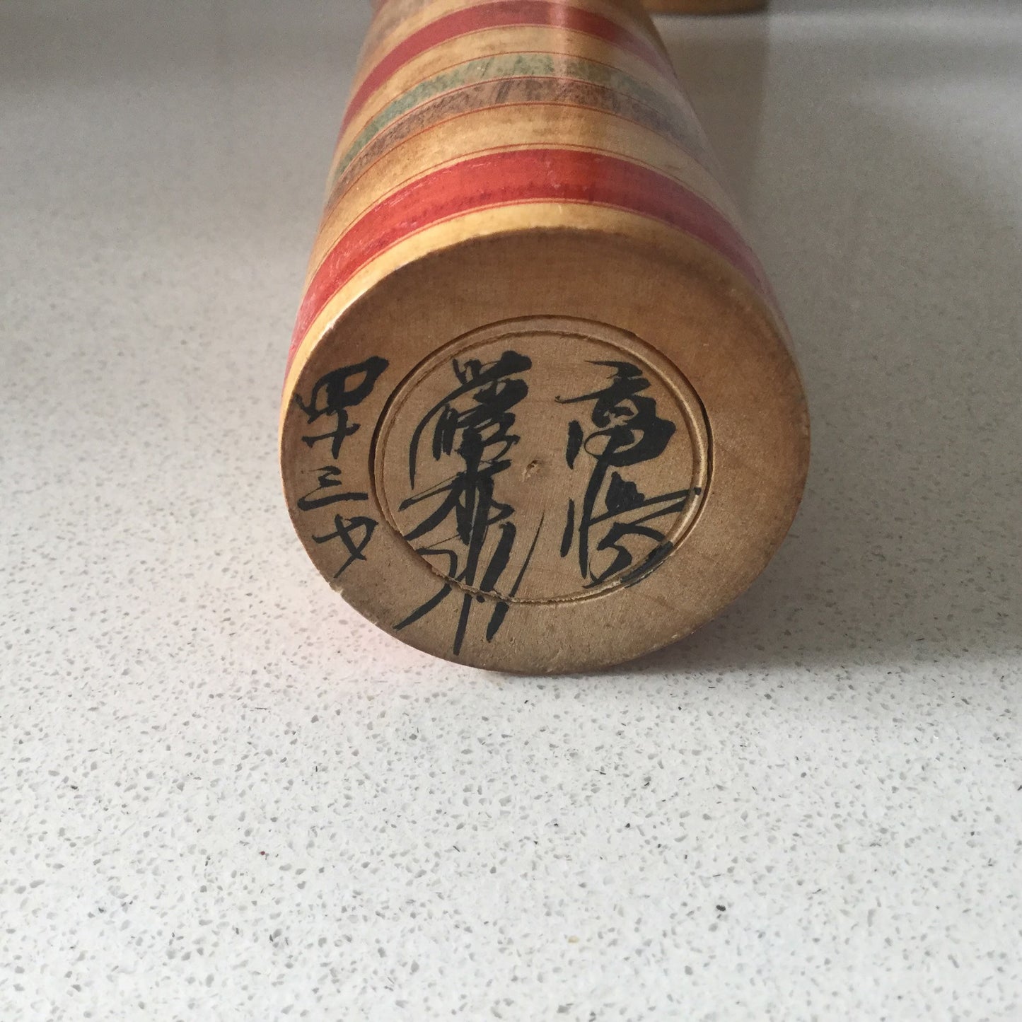 Two large Japanese Kokeshi dolls - traditional designs, signed on bottom, Japan, home decor, Togatta style