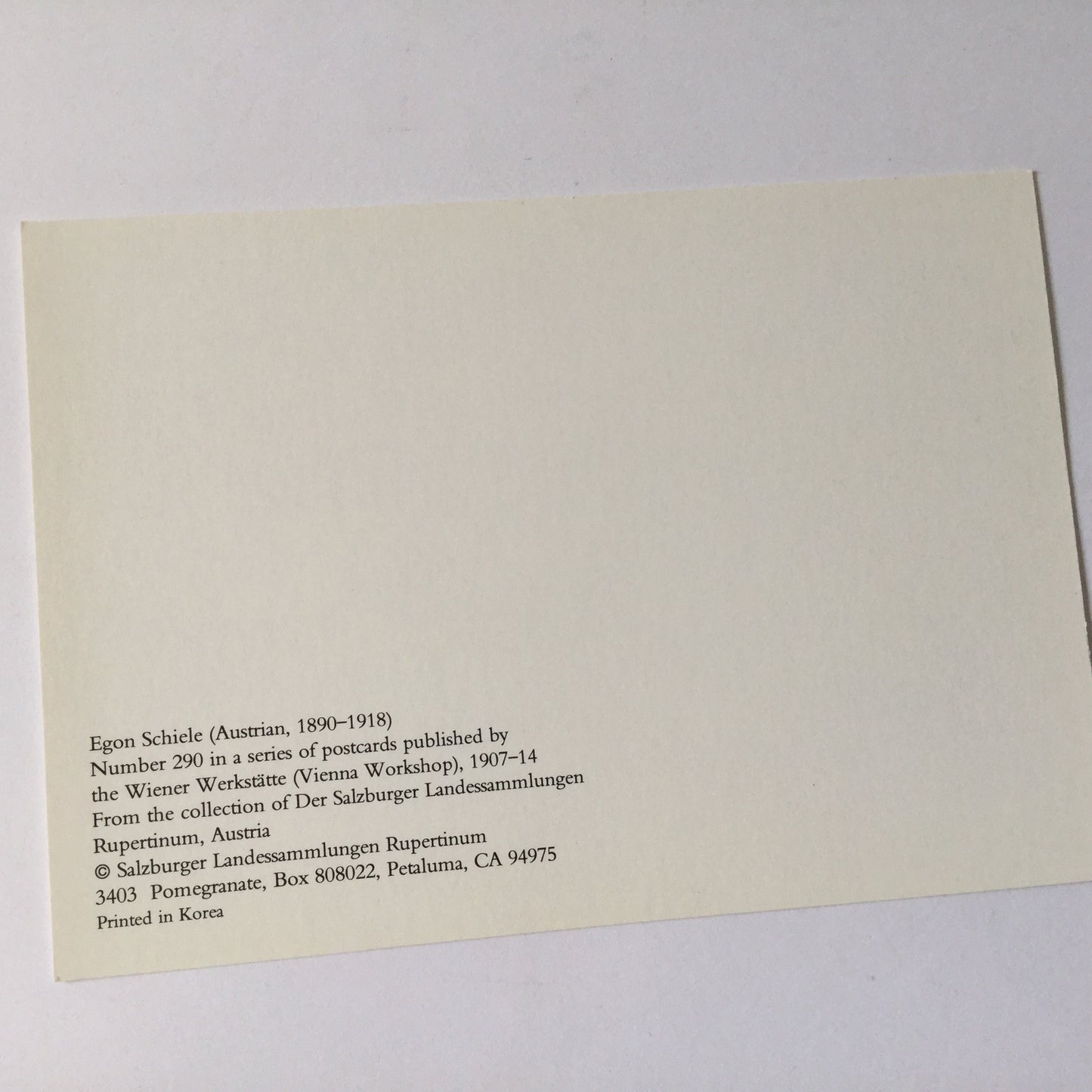 Art Postcard - Number 290 - Egon Schiele, postcard series 1907 - 1914 - unused