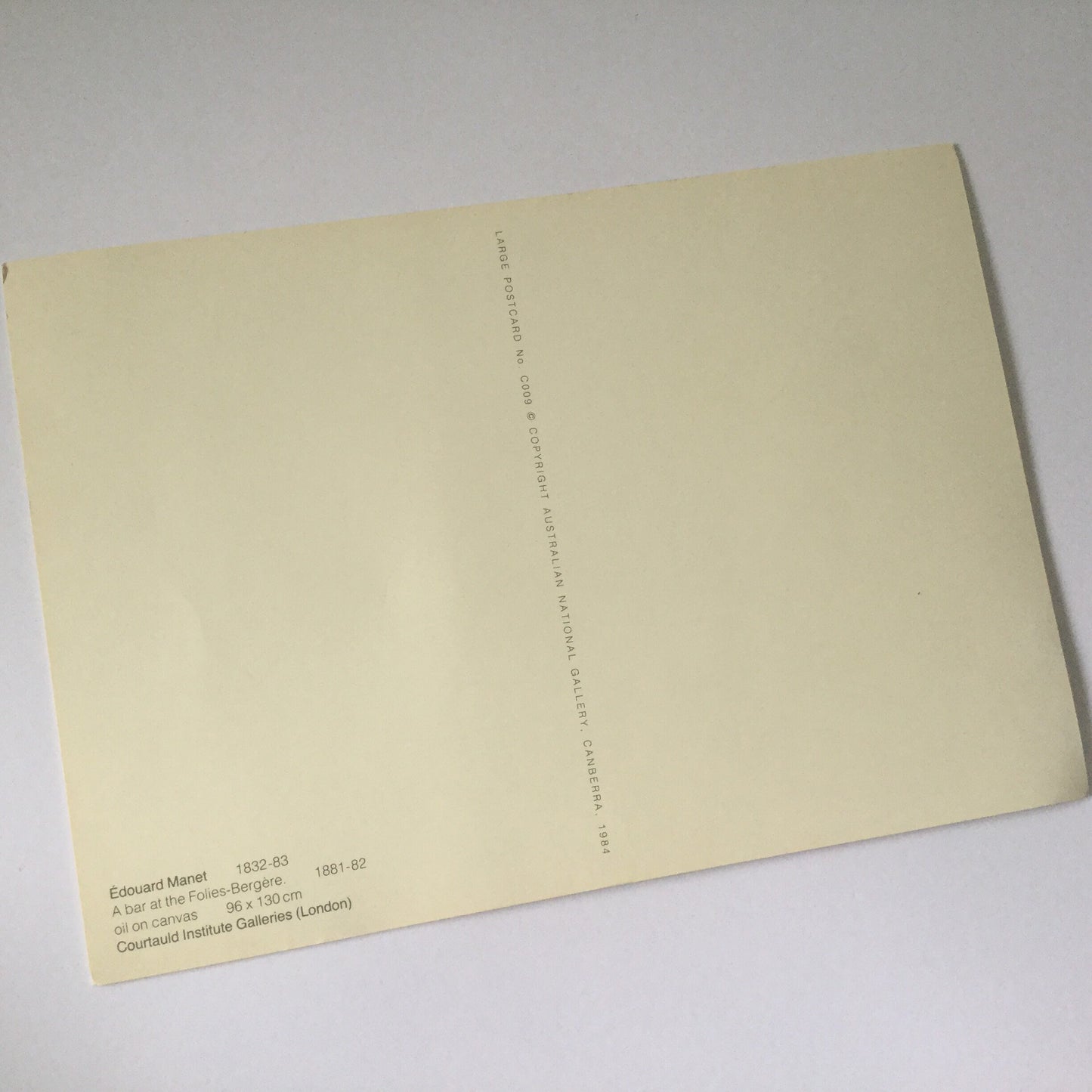 Large Art Postcard - A bar at the Folies-Bergere by Manet - unused postcard from Australian National Gallery