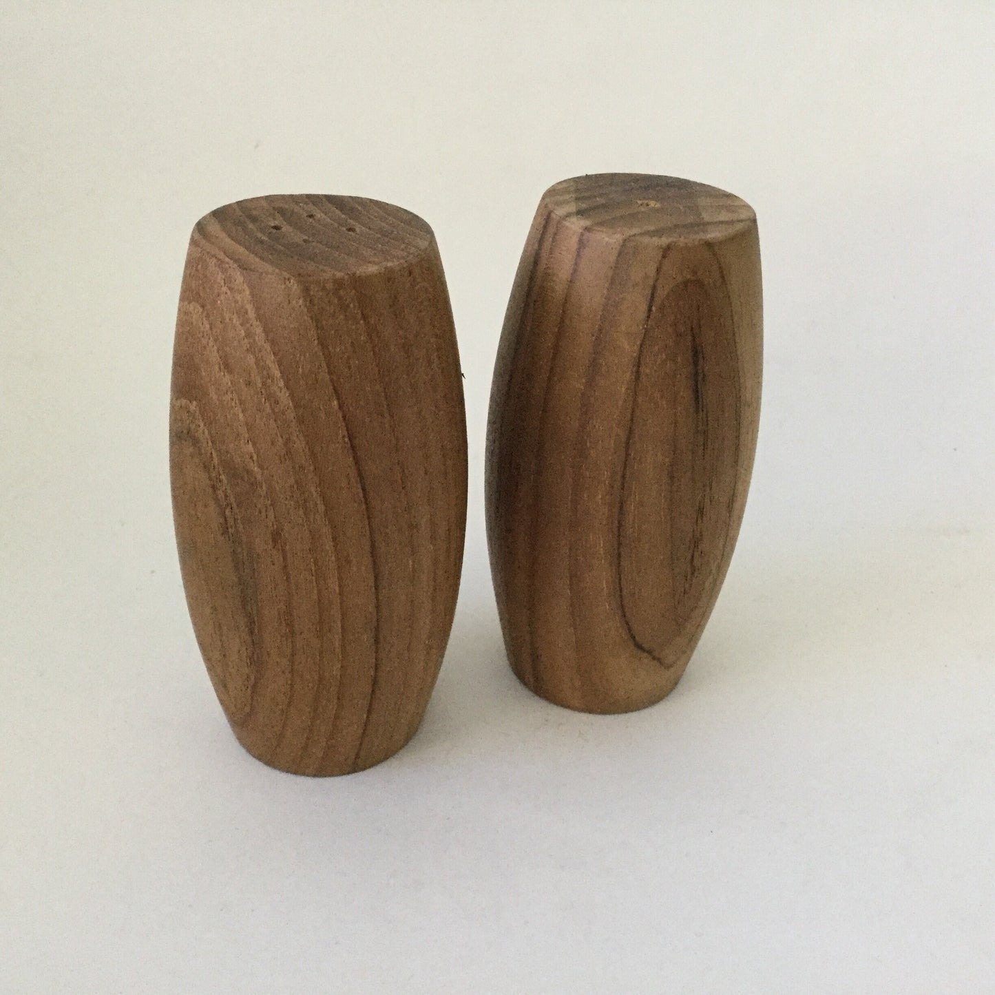 Wooden salt and pepper shakers - made in Hong Kong - sixties, scandi style, table wear, kitchenalia