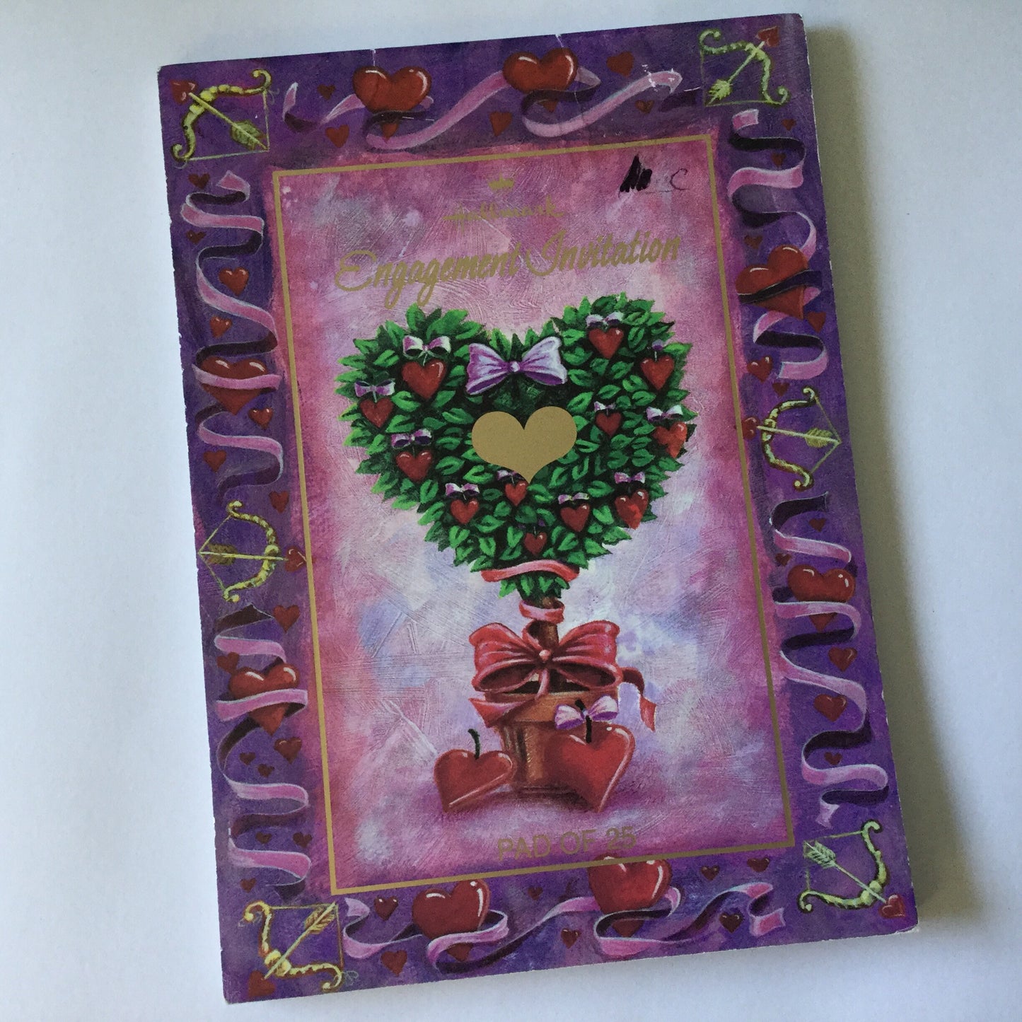 Engagement Party Invitation Pad - Love heart apples - 25 sheets - Hallmark, letters, snail mail, post
