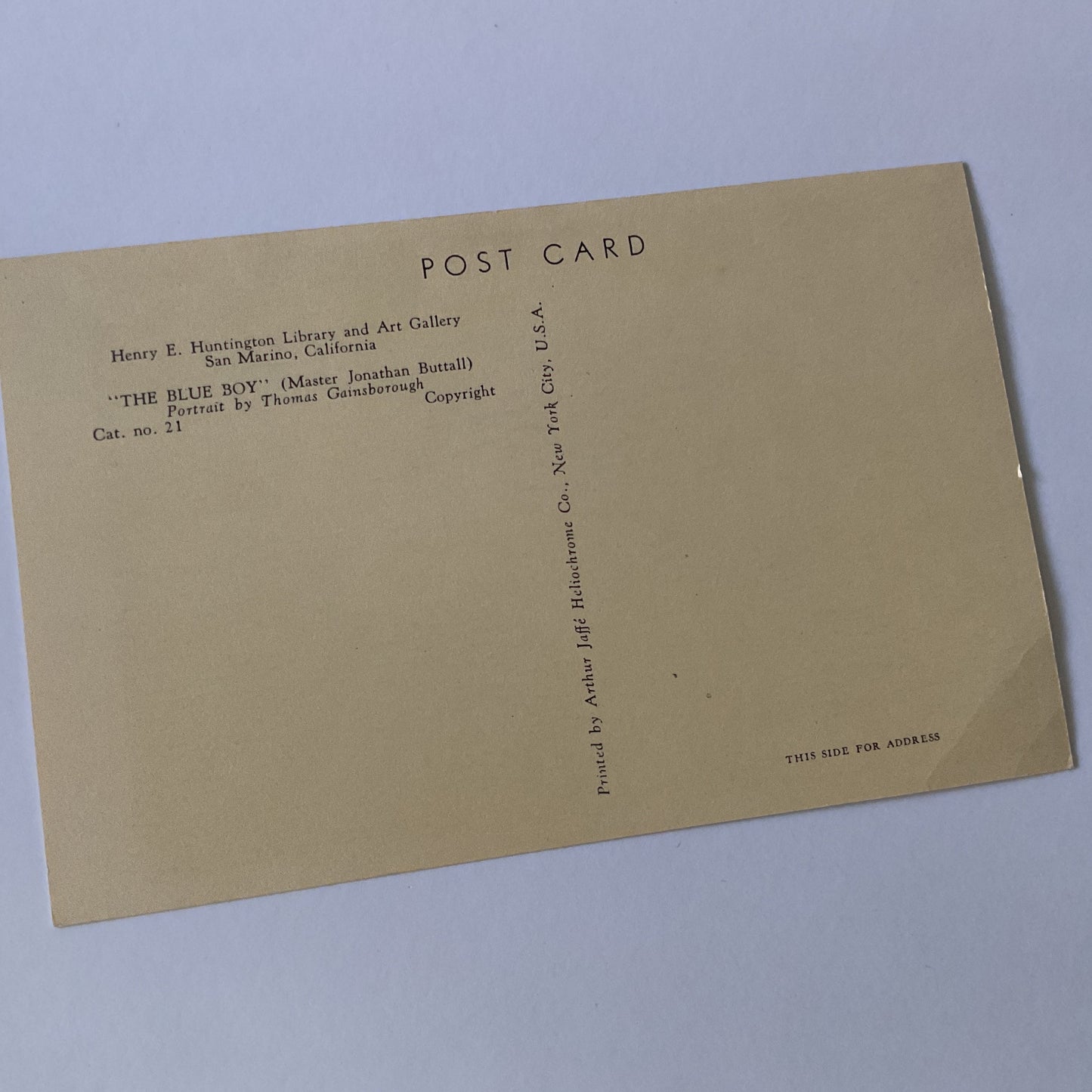 Art Postcard - The Blue Boy by Gainsborough - art postcard - painting, English, unused postcard