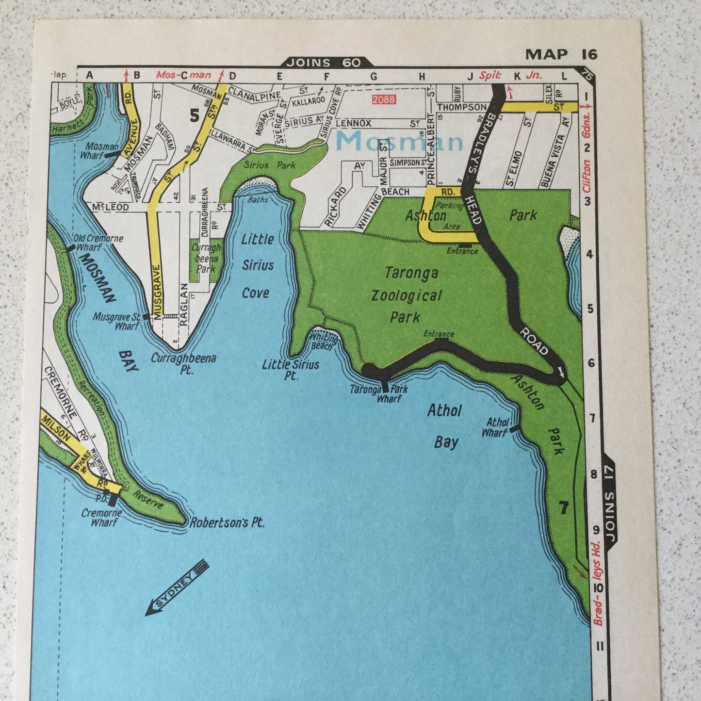 1971 Sydney street directory map page - 16 and 17 - Mosman, Double Bay, Point Piper, Rose Bay, Vaucluse - Gregory's