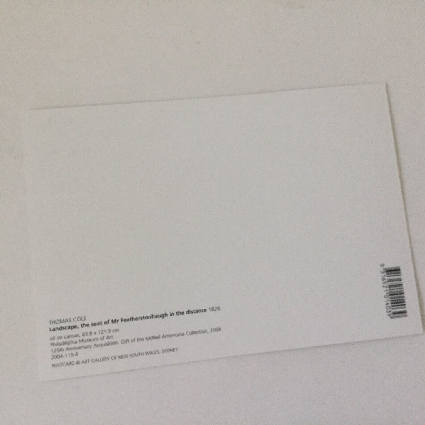 Art Postcard - Landscape by Thomas Cole - unused postcard - Australian art, AGNSW, reproduction
