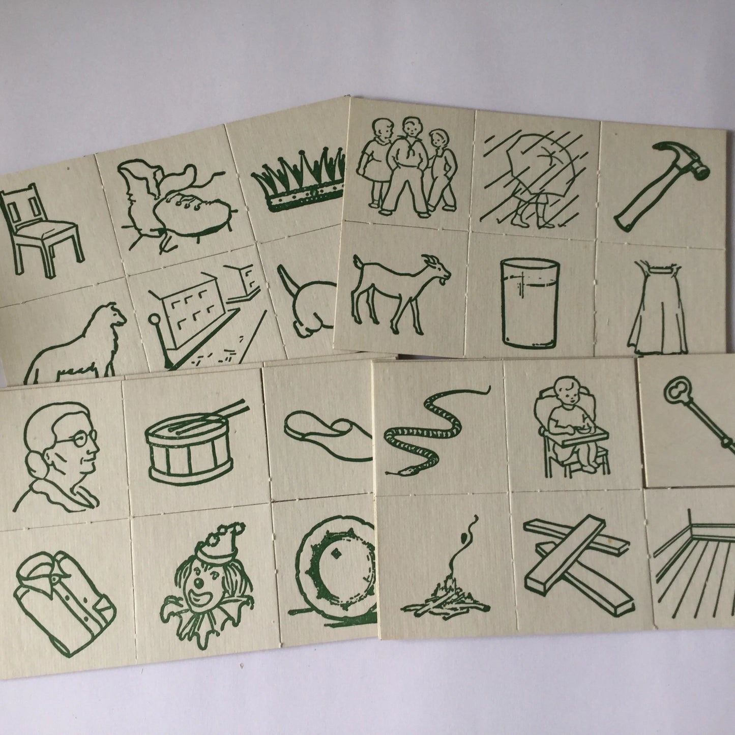 1950's vintage Consonant Lotto Phonics Game by Dolch - mid century, educational graphics, phonics, game