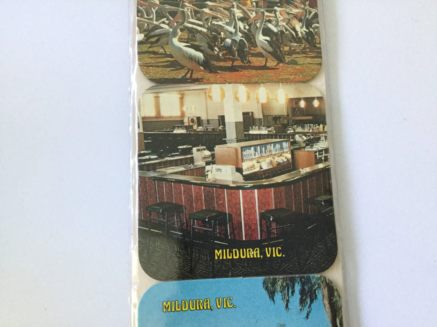 1960s decorative drink coasters - Mildura, Victoria - Travel, country Australia, table decoration, still in packet