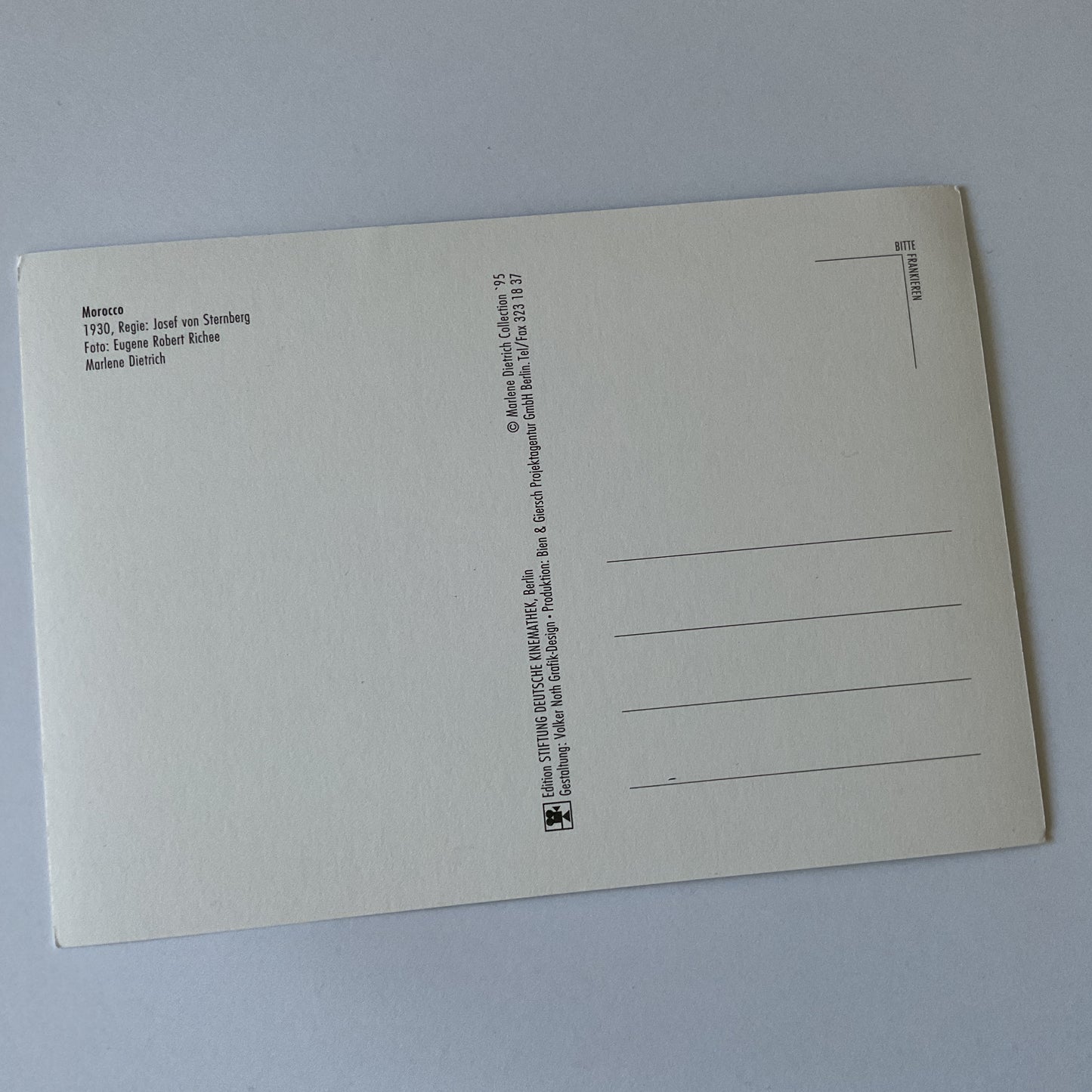 Postcard - Marlene Dietrich, Morocco 1930 - black and white photography, film star, movies, unused postcard