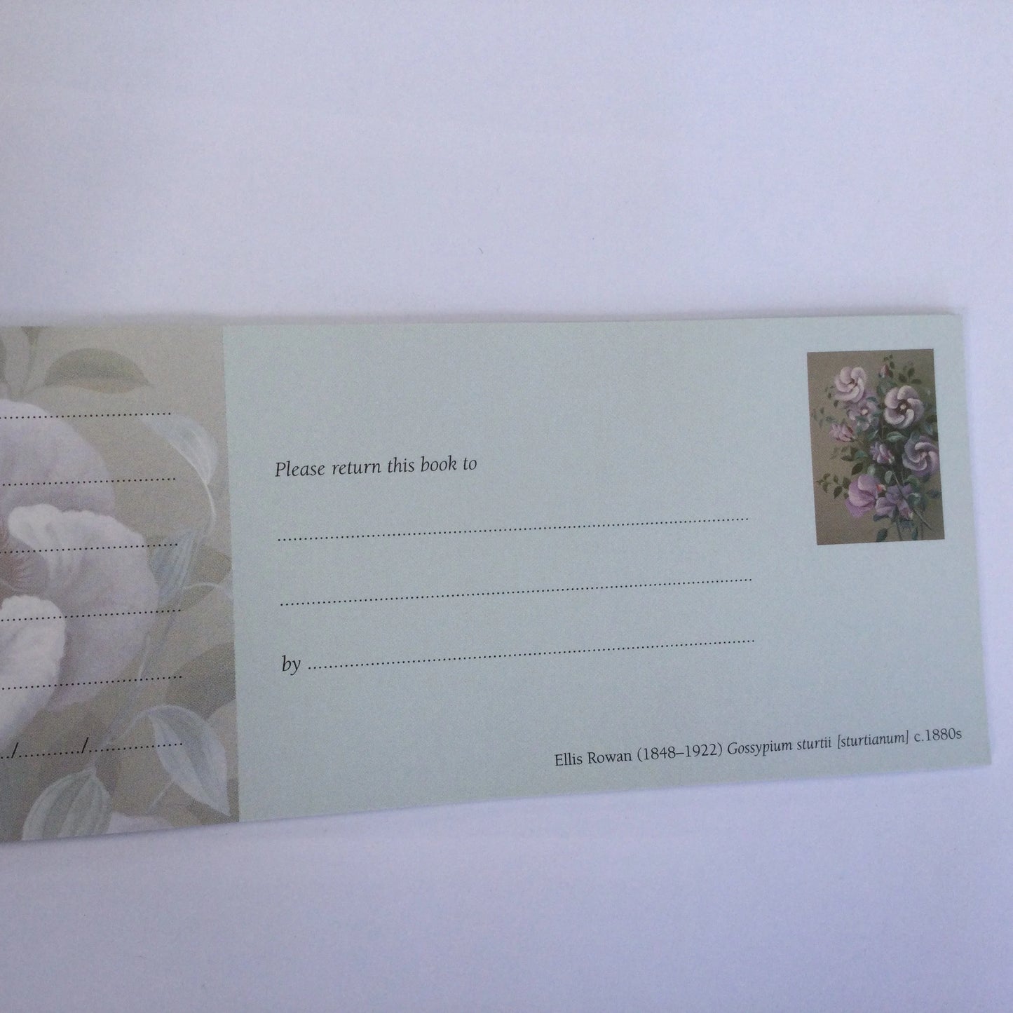 Botanical illustration book loan record book, Ellis Rowan art, book lover gift from National Library Australia