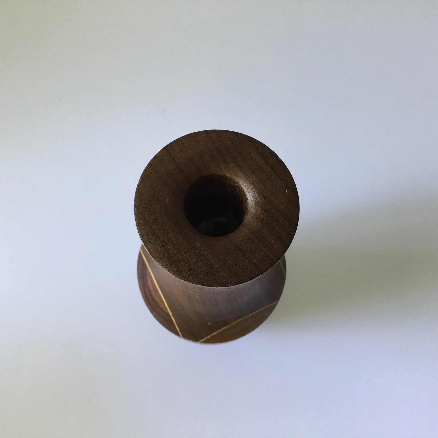 Wooden vase with different wood inlays - hand made natural wood vase or candle holder, branches, dried flowers - Australiana - 70s or 80s