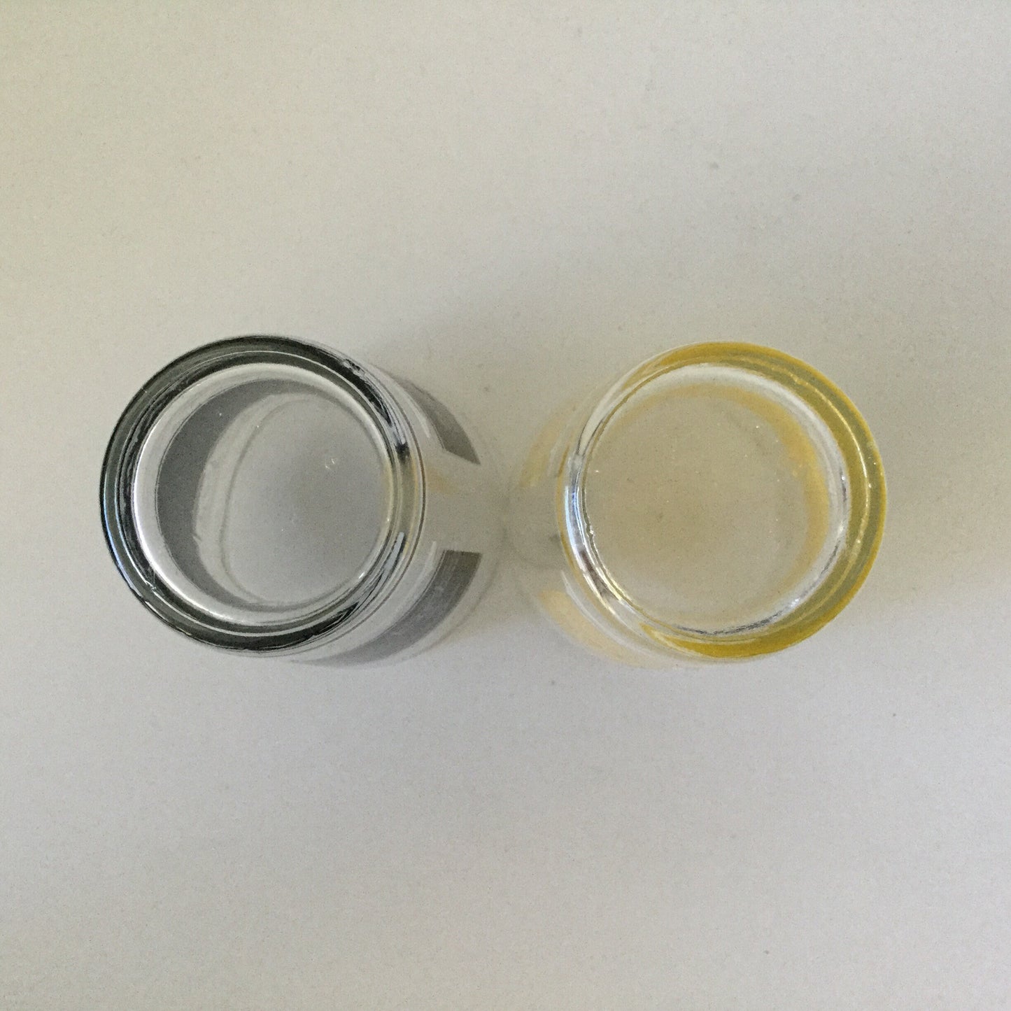 Two drinking glasses with Chinese pagoda and garden scene - small decorative glasses, mid century