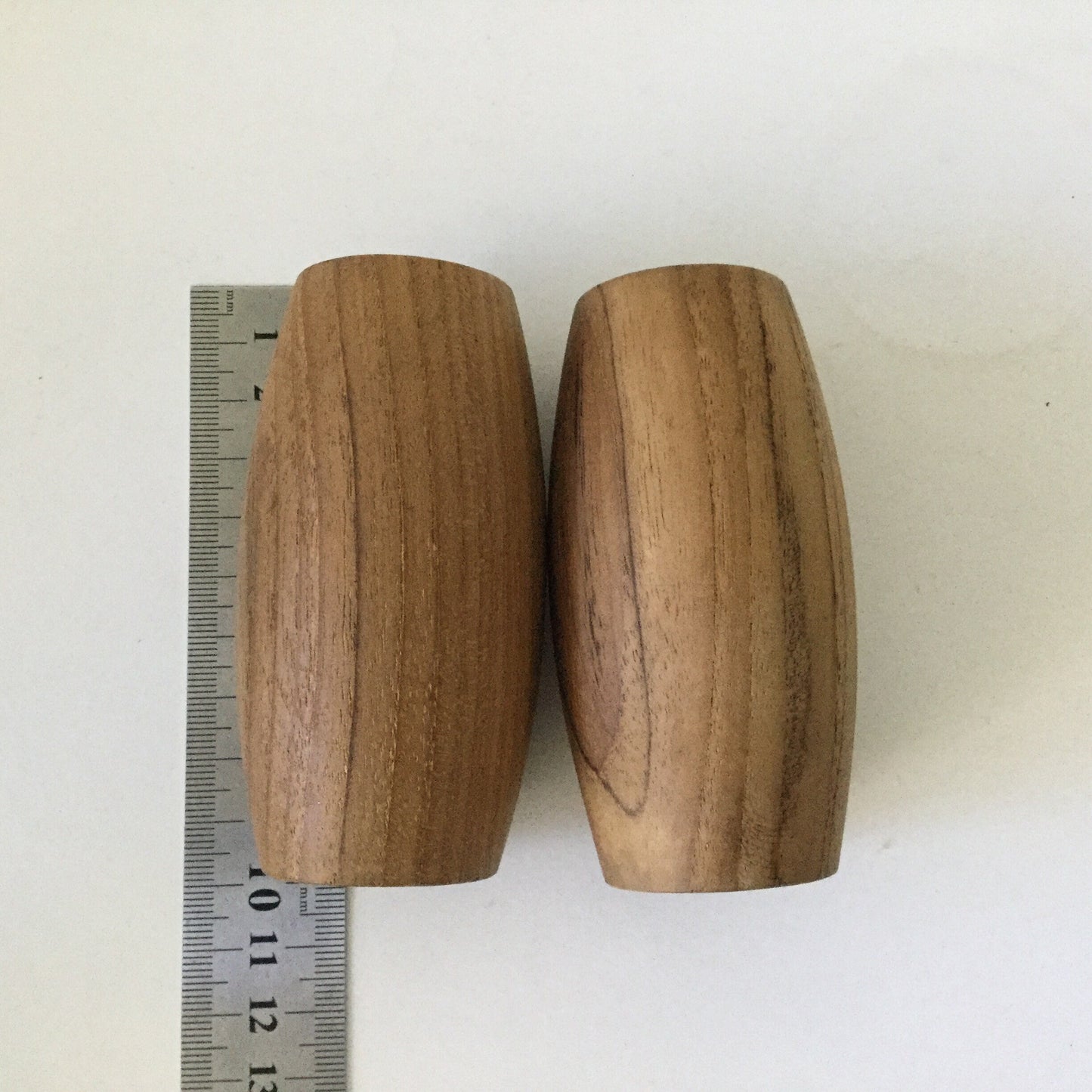 Wooden salt and pepper shakers - made in Hong Kong - sixties, scandi style, table wear, kitchenalia