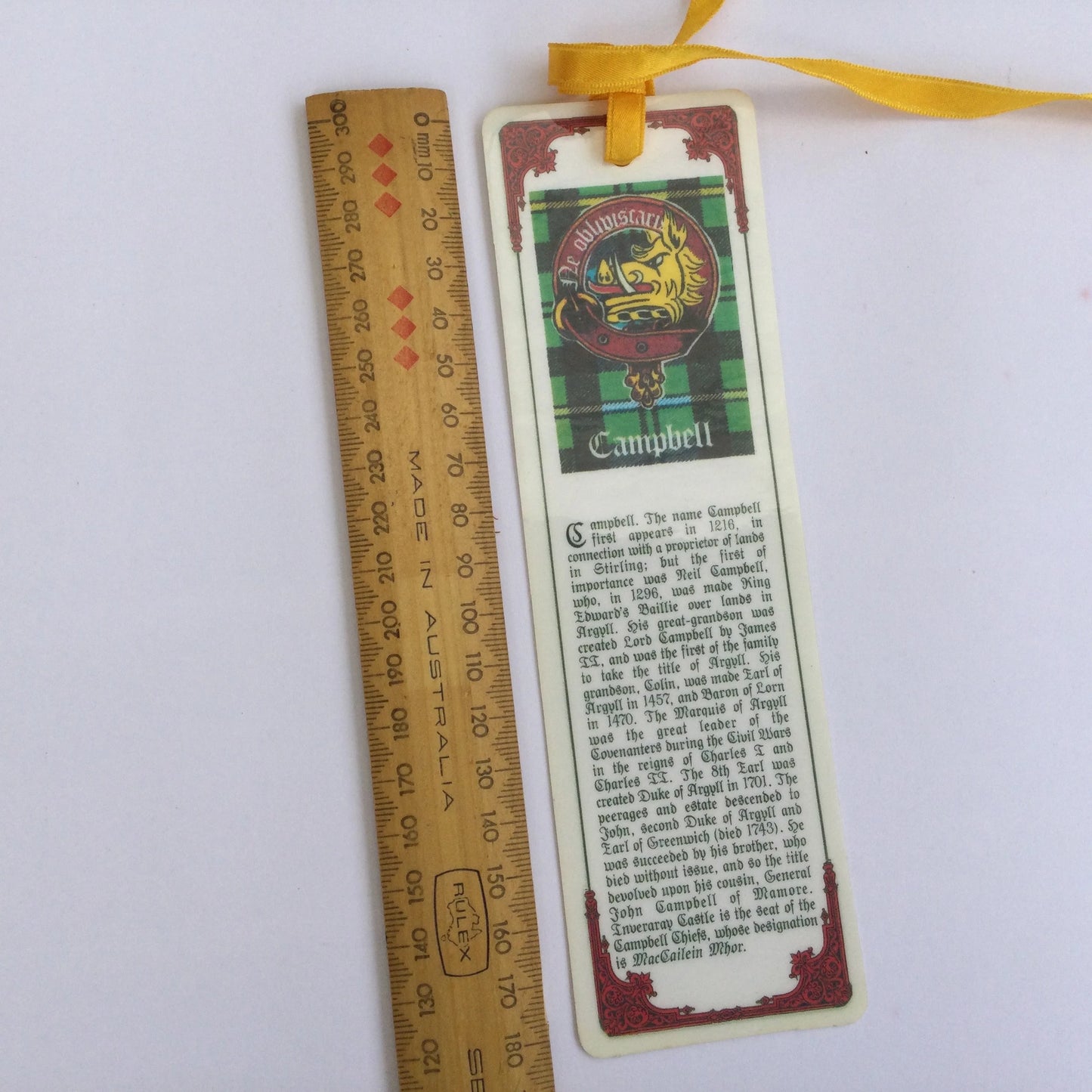 Campbell name bookmark - geneology history, clan tartan, preloved gift, book lover, book mark