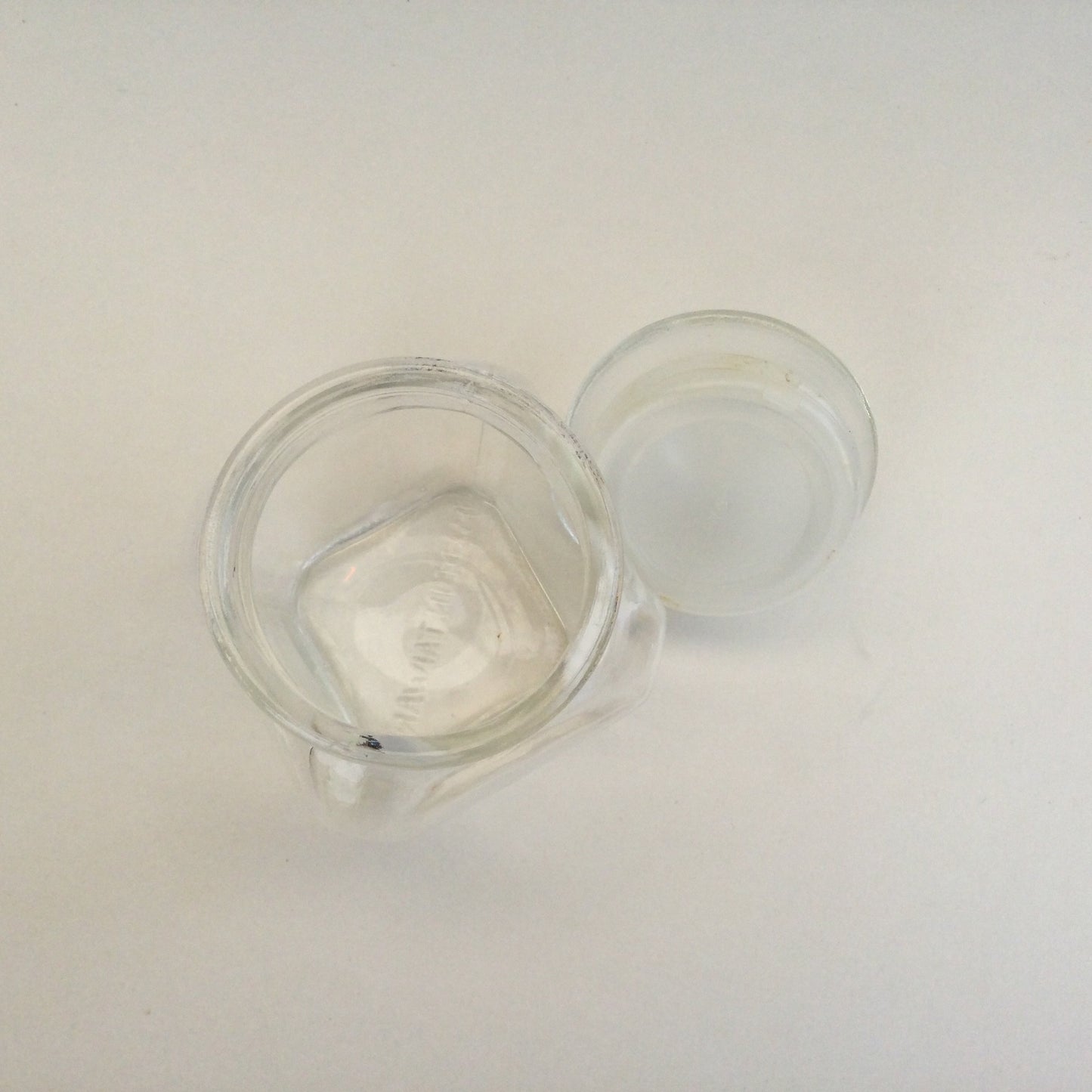 Glass jar with tiny bird on the lid - cute small seventies storage jar, dresser accessory, make up, container