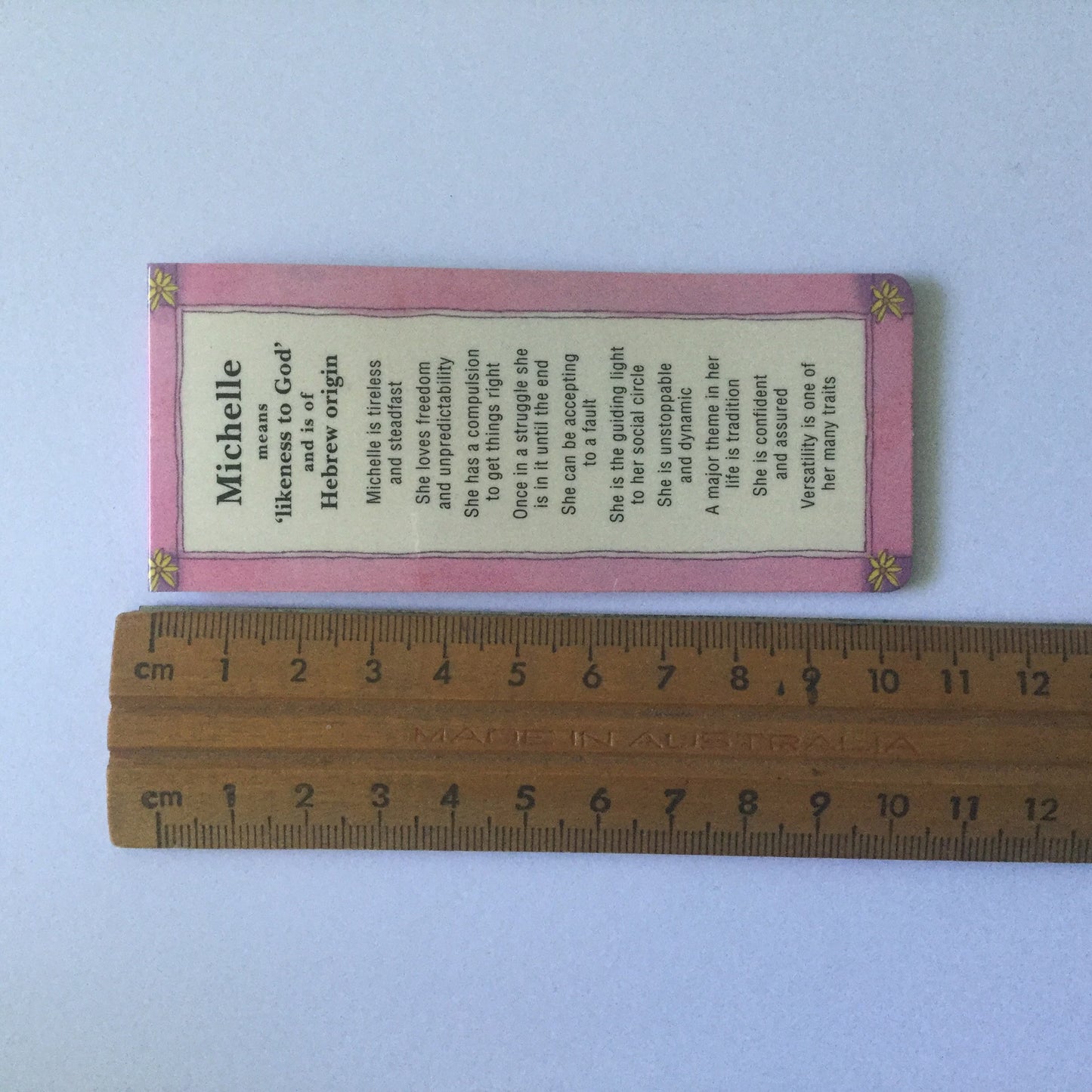 Magnetic bookmark - 'Michelle' - meaning behind the name - page marker, gift, book lover, name day, birthday gift