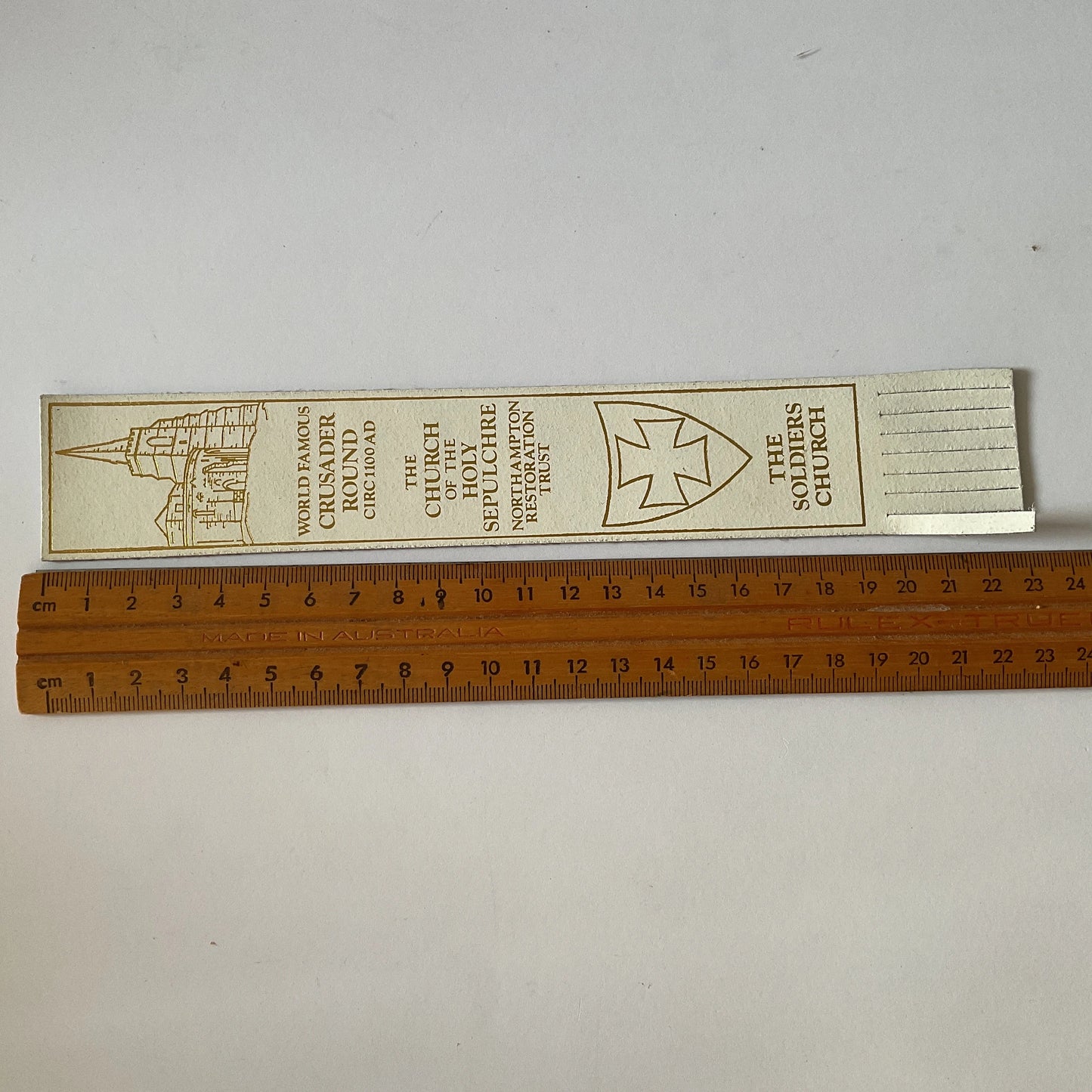 Crusader Round Northampton leather bookmark - historic English church, preloved gift, book lover, book mark