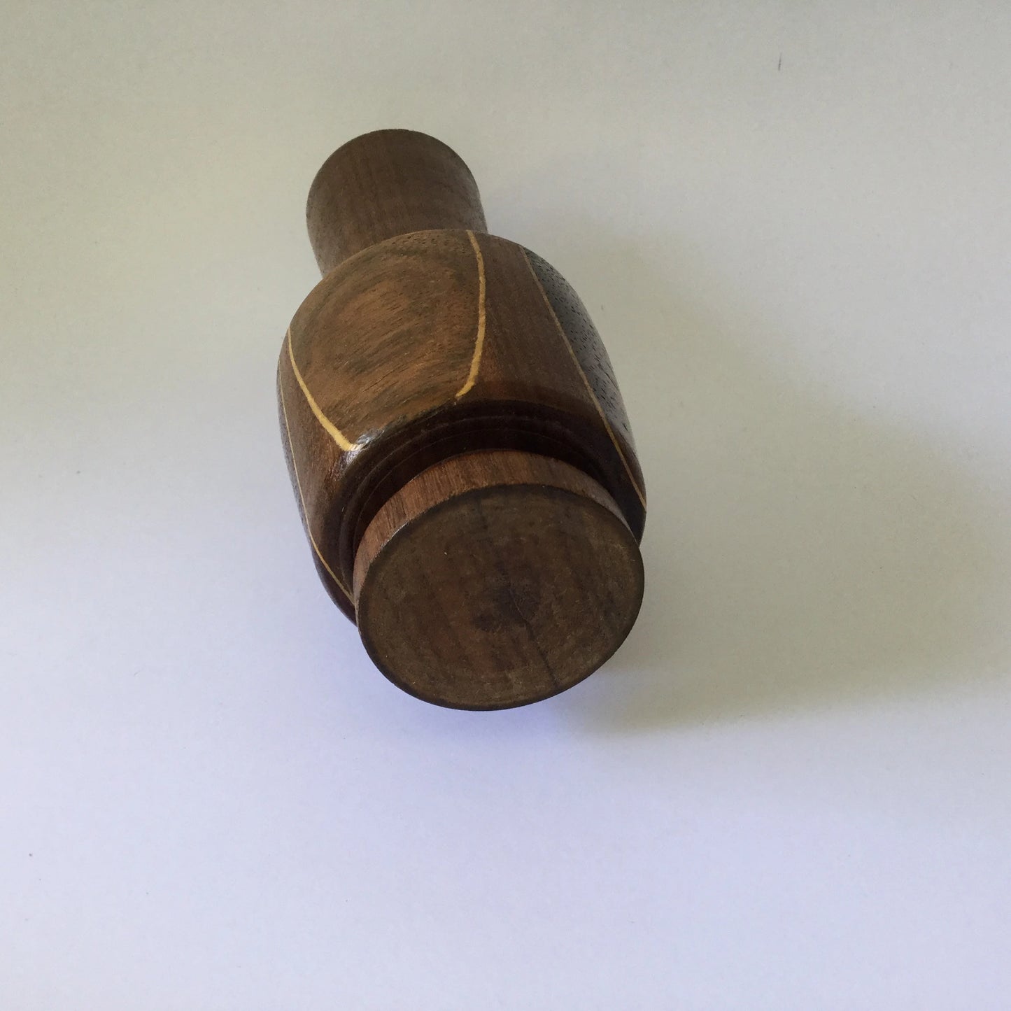 Wooden vase with different wood inlays - hand made natural wood vase or candle holder, branches, dried flowers - Australiana - 70s or 80s