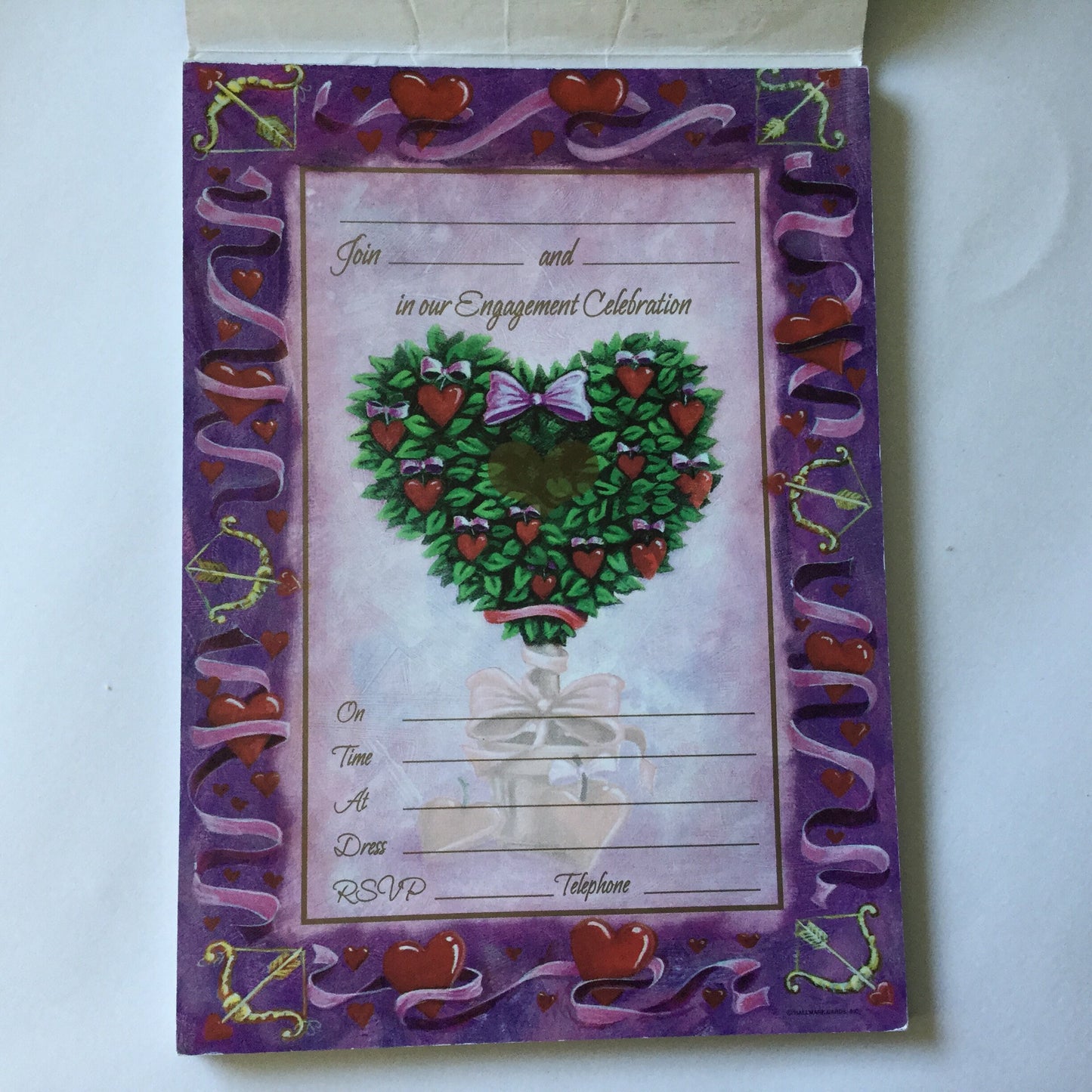 Engagement Party Invitation Pad - Love heart apples - 25 sheets - Hallmark, letters, snail mail, post