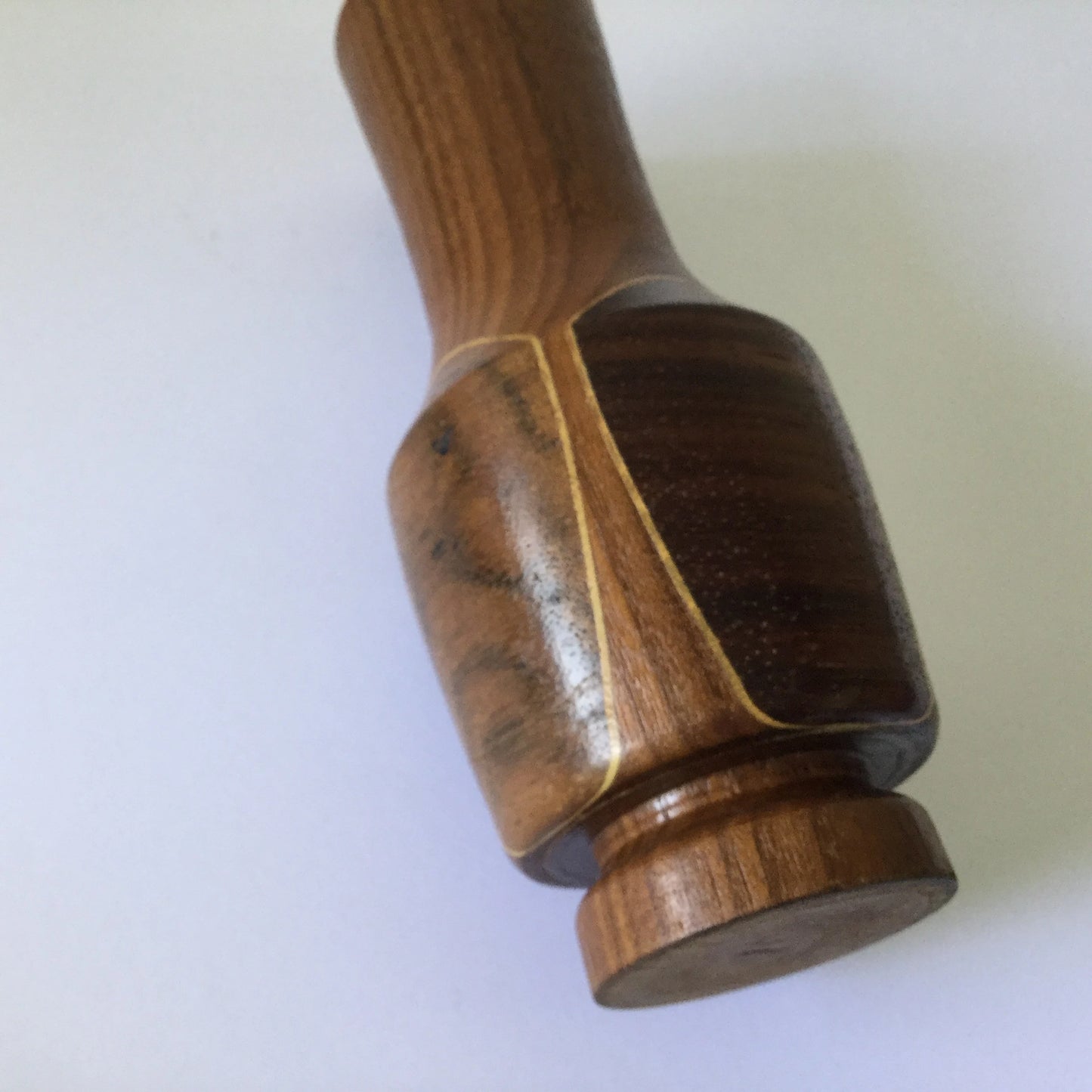 Wooden vase with different wood inlays - hand made natural wood vase or candle holder, branches, dried flowers - Australiana - 70s or 80s